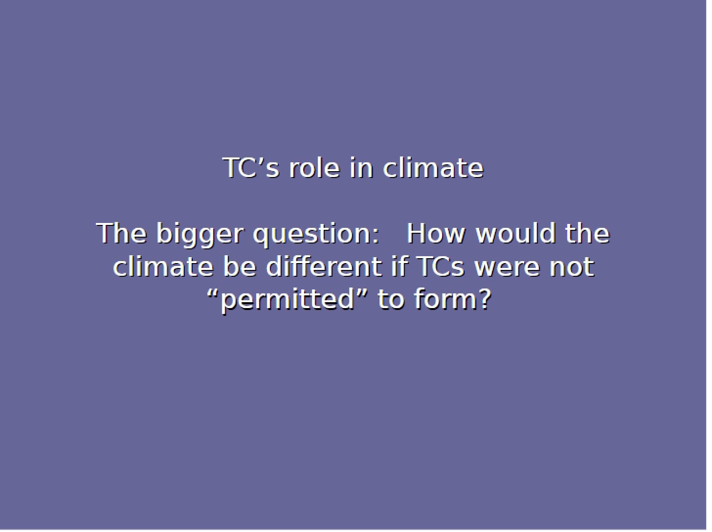 Climate Role of Tropical Cyclones