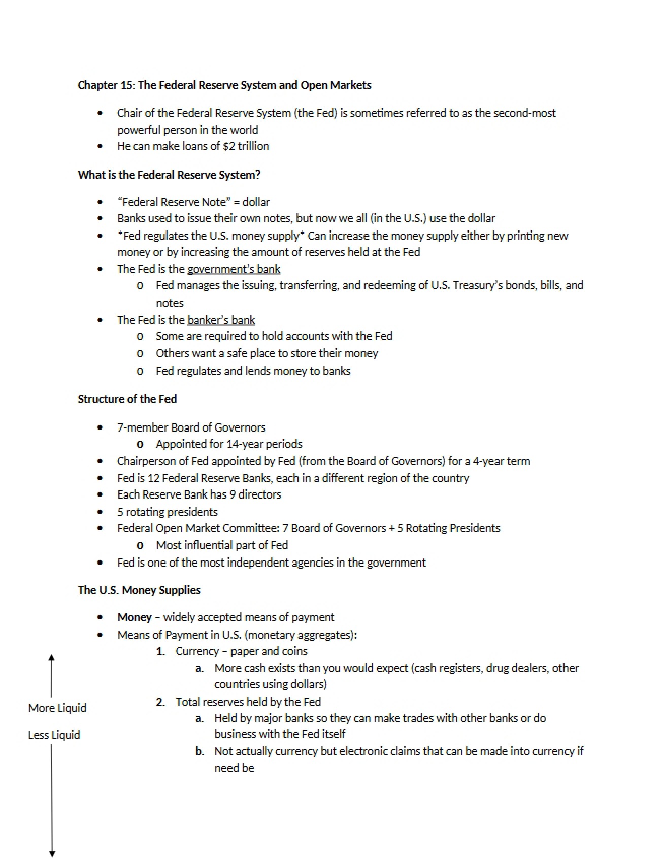 Federal Reserve (Chapter 15)