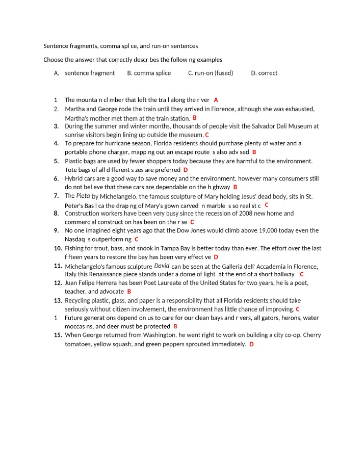 Sentence Fragments, Comma Splices, and Run-ons