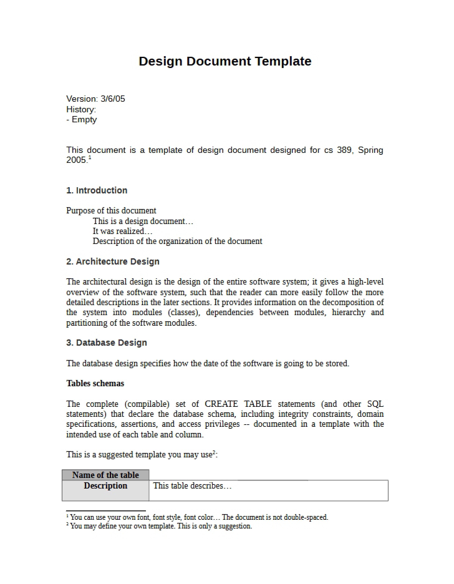 Template for Design Documents