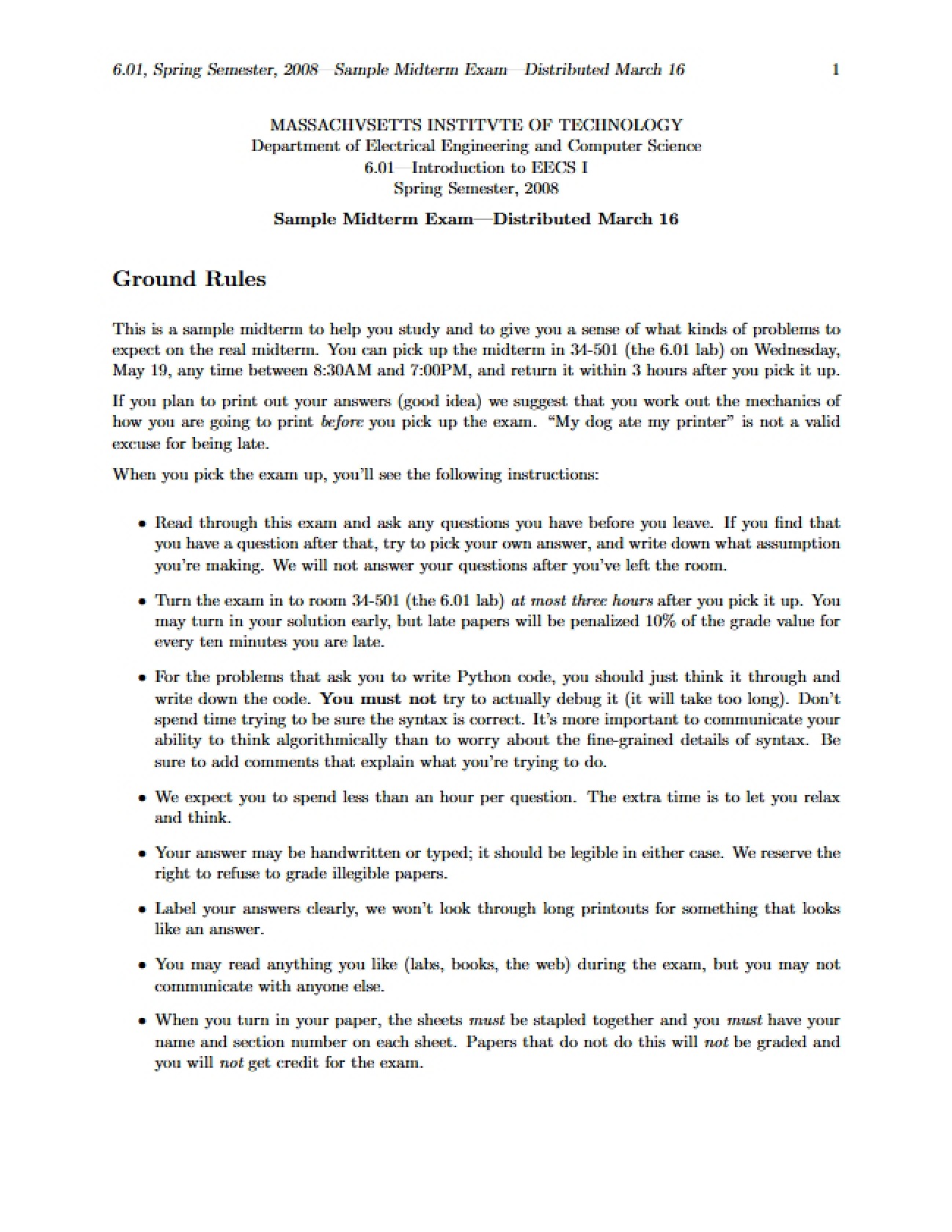 Midterm Exam Sample