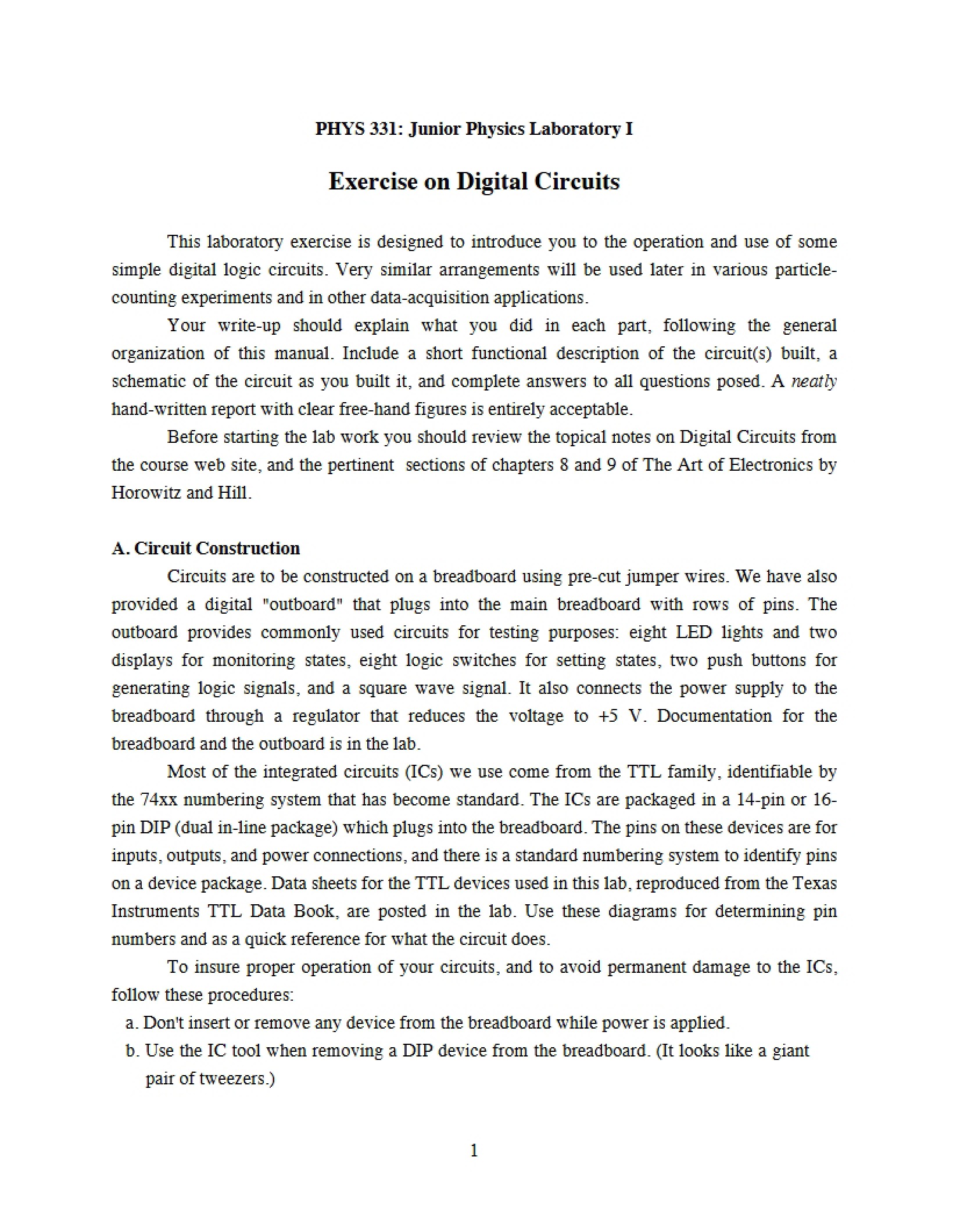 Digital Circuits Exercise