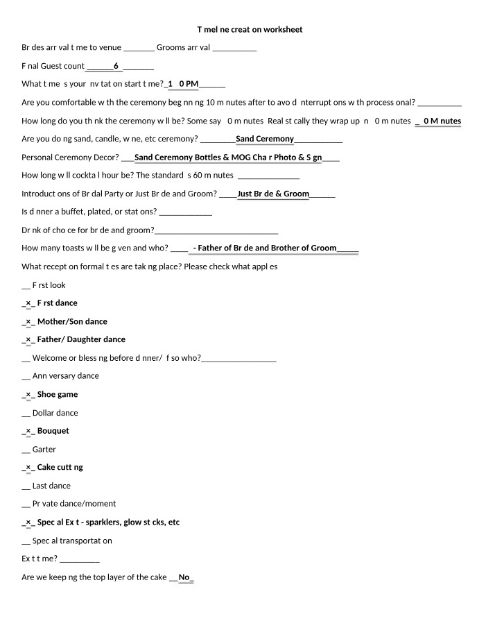 Timeline Creation - A Worksheet