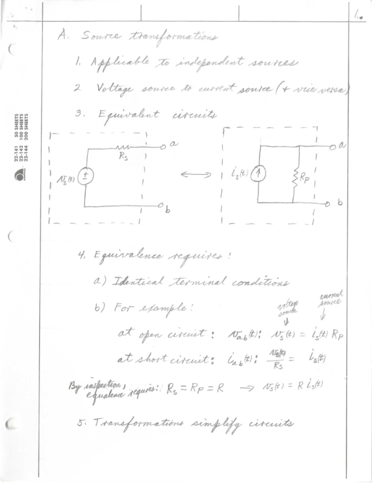 Electric Circuits Notes - 3 Pages