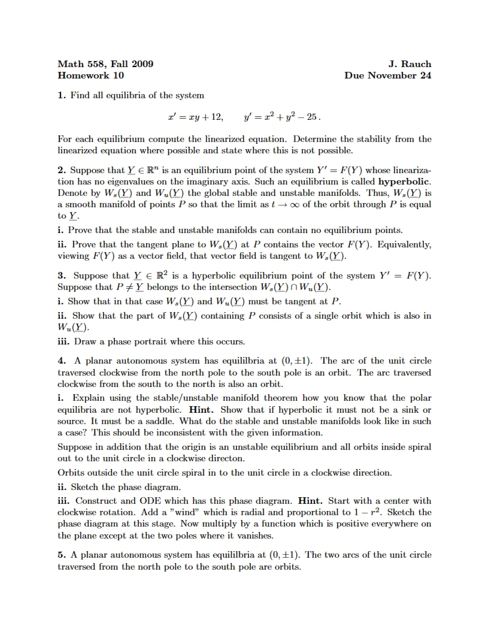 Tenth Homework