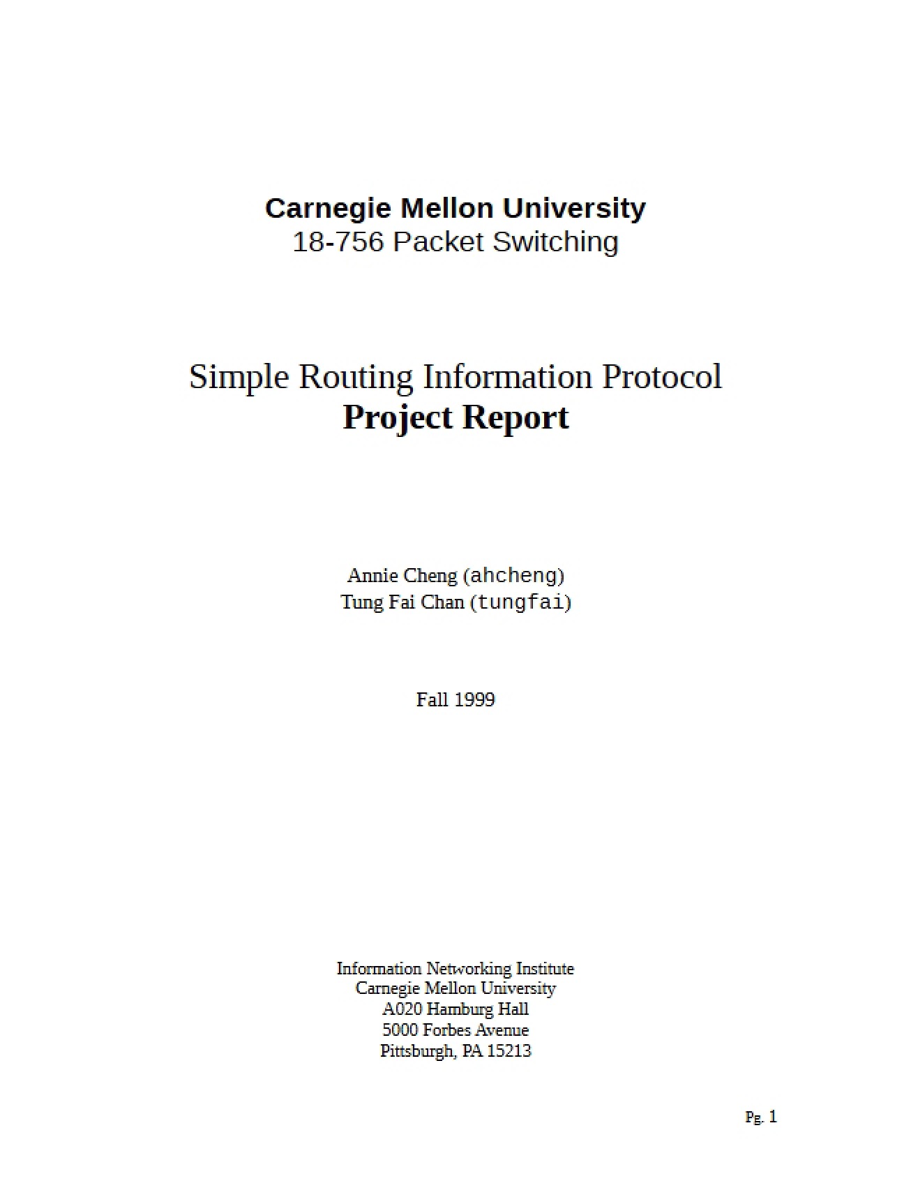 Protocol for Simple Routing Information