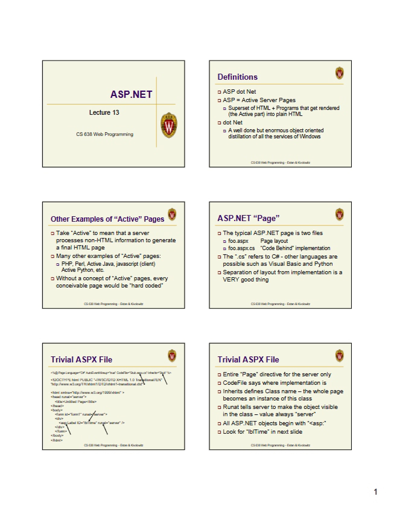 Notes from CS 638