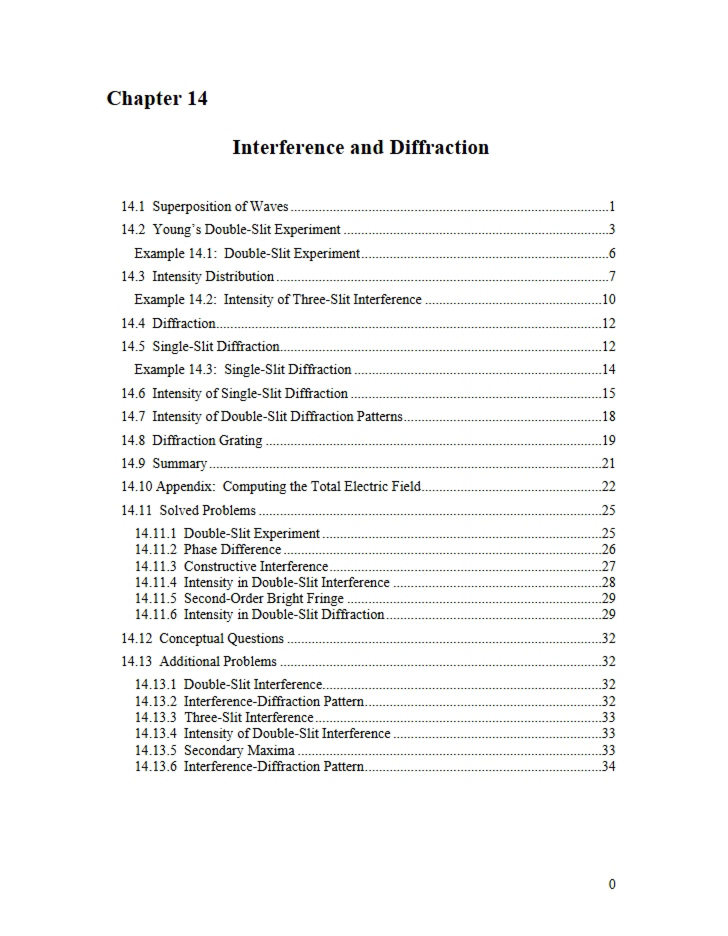 Diffraction and Interference Chapter 14