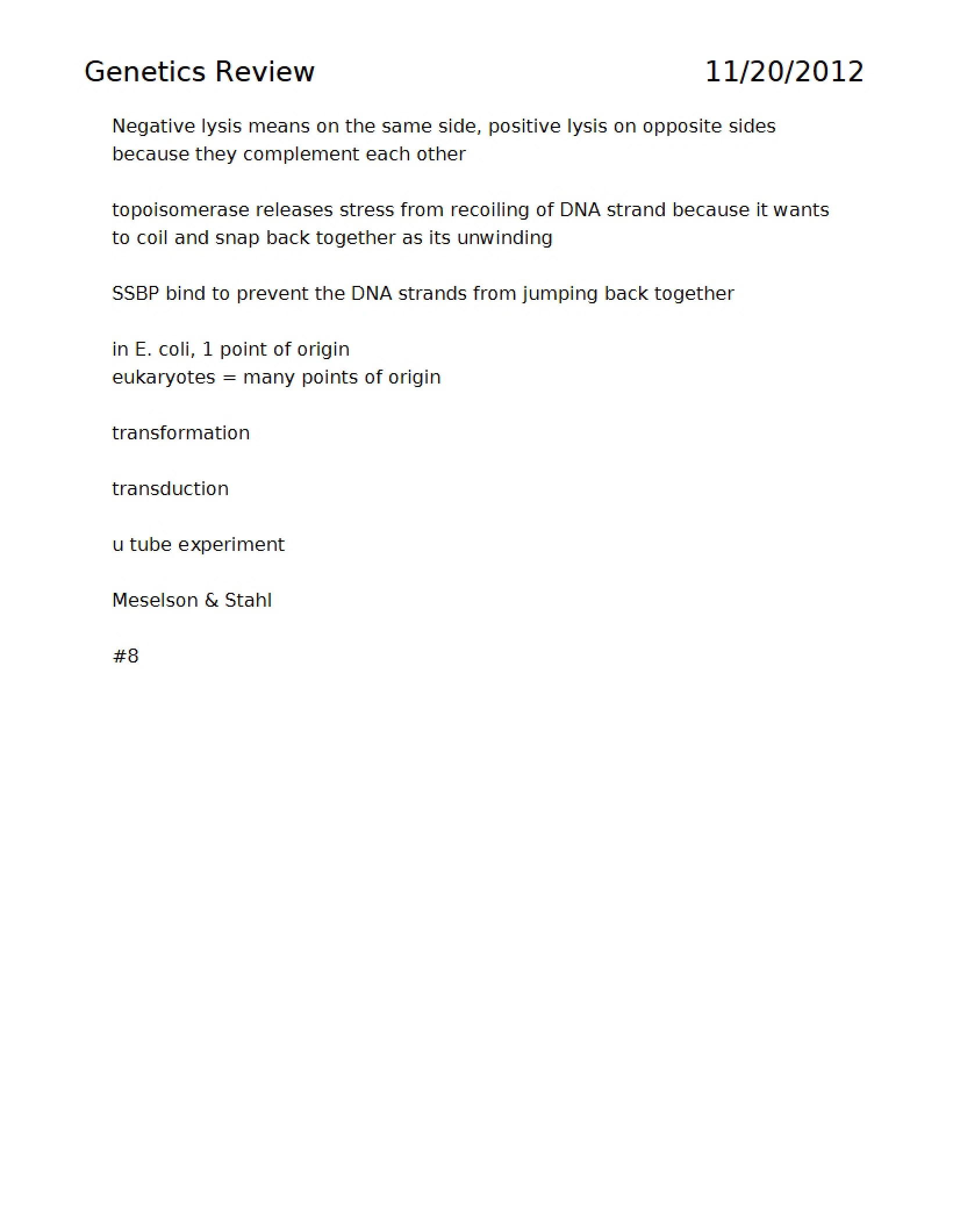 Review of Genetics Concepts