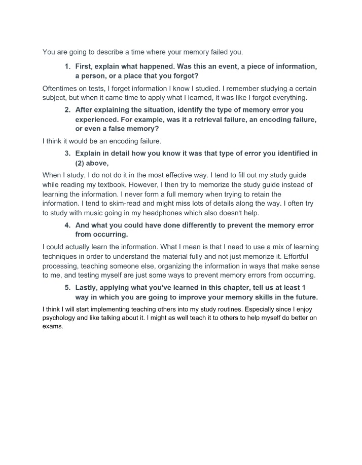 Overcoming Memory Failures - Study Improvement Strategies