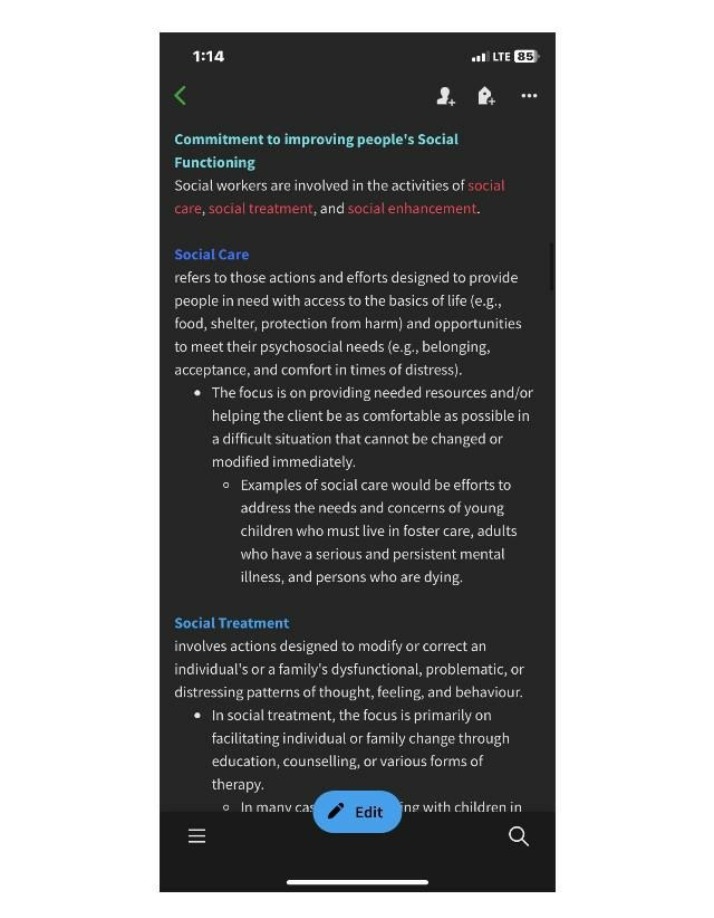 Notes on Social Care and Social Treatment