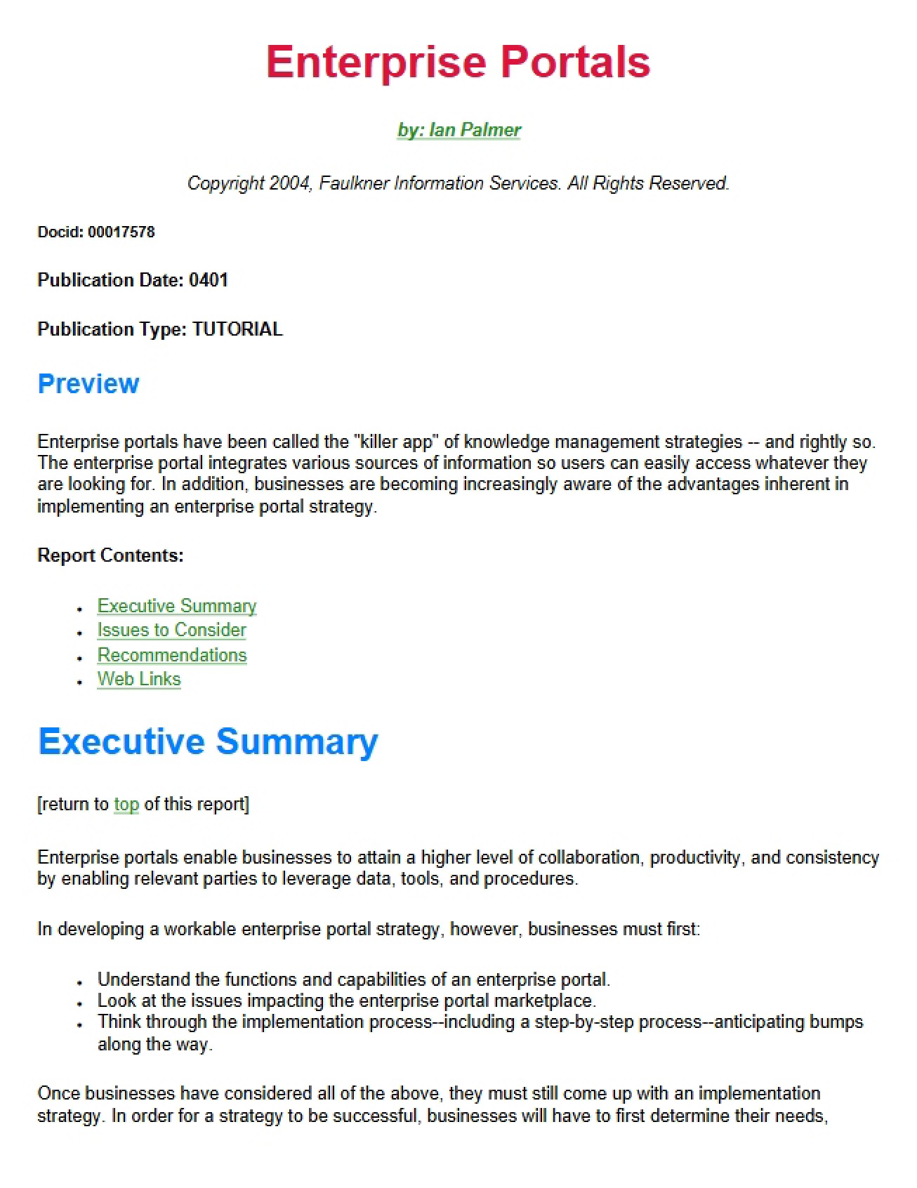Portals for Enterprise