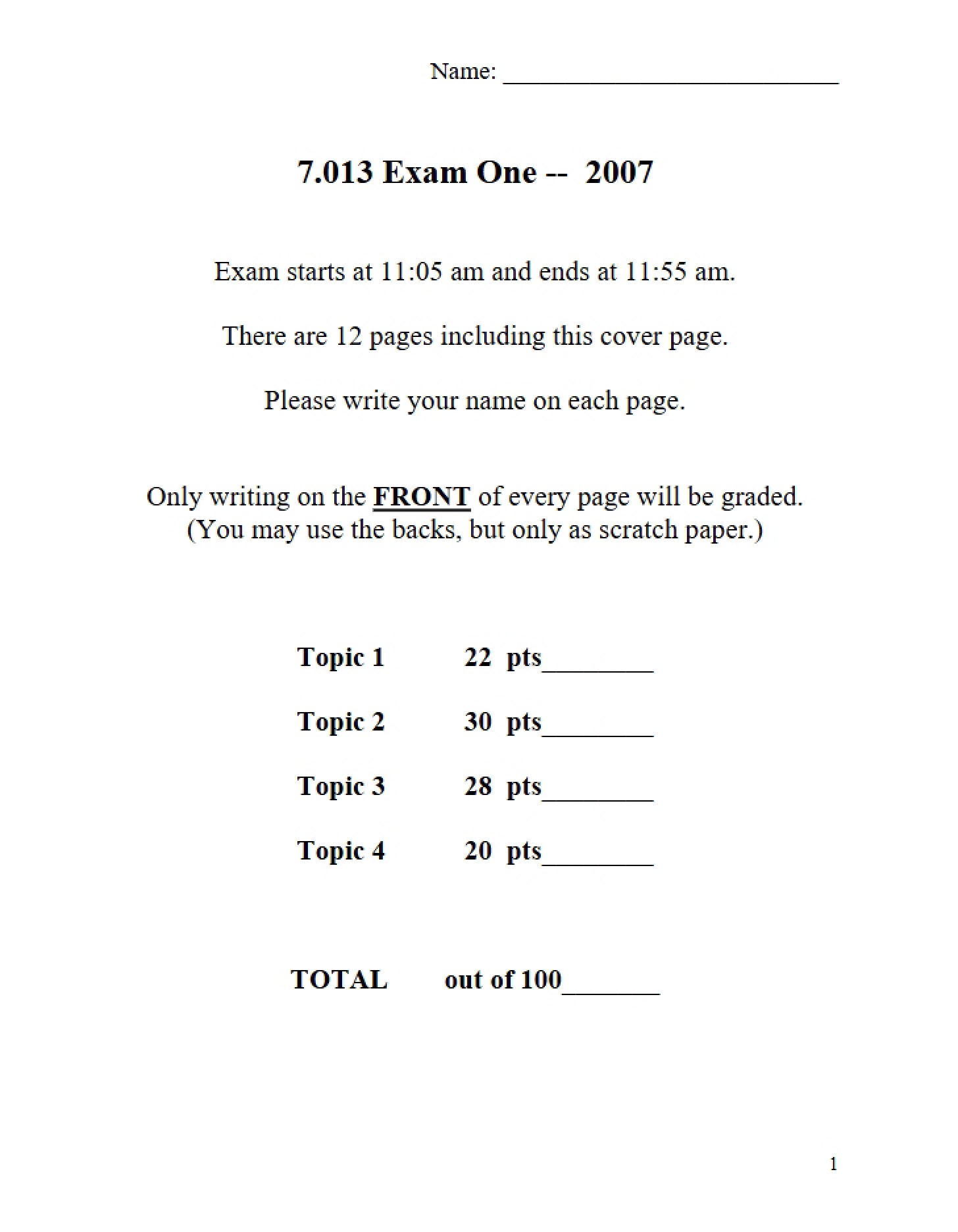 Examination 1