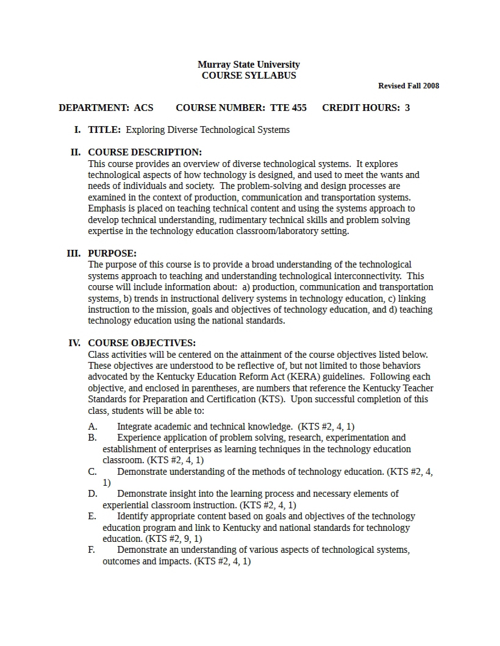 Exploring Diverse Tech Systems Syllabus - 4 Pages
