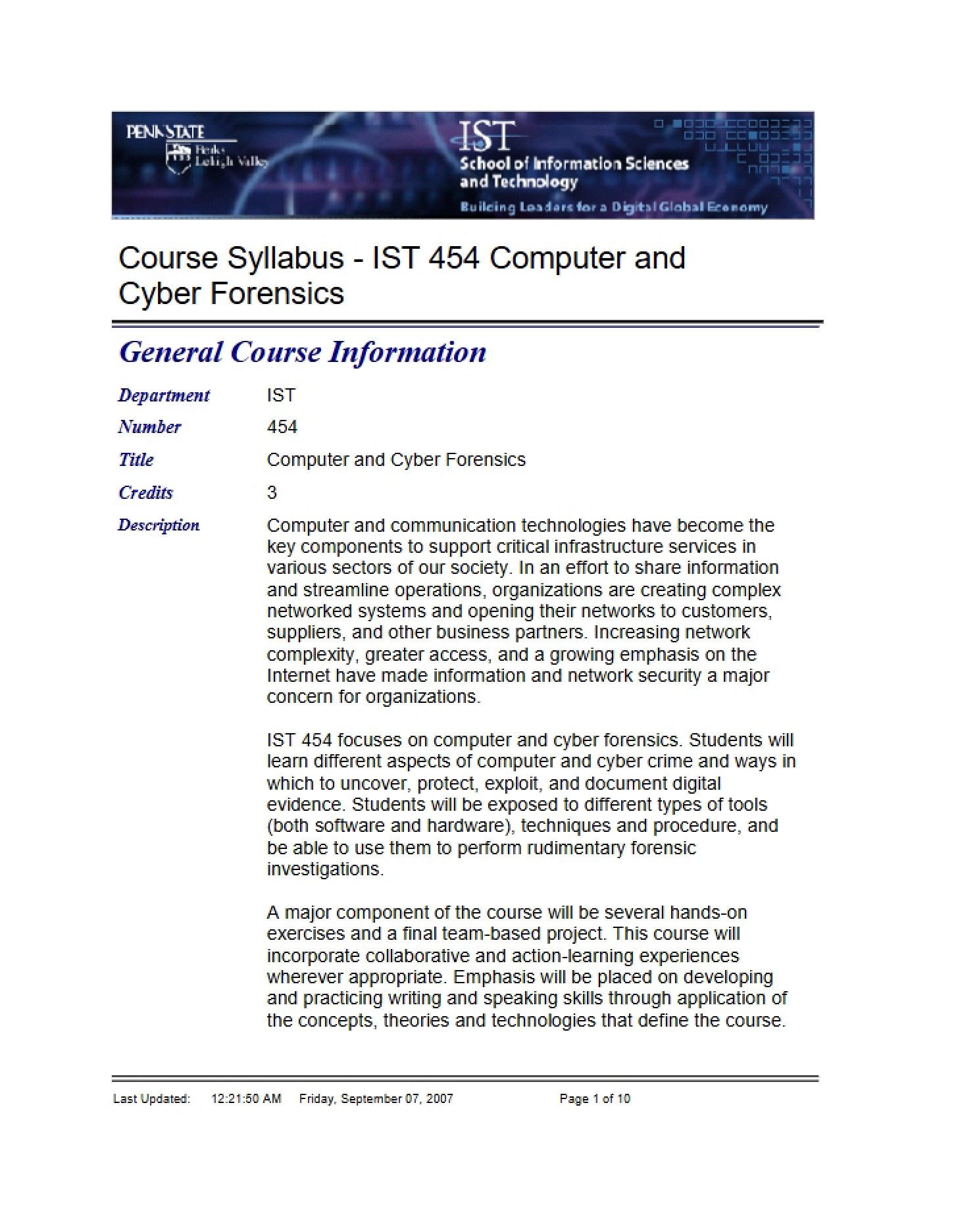 Forensics in Computing and Cyber Systems