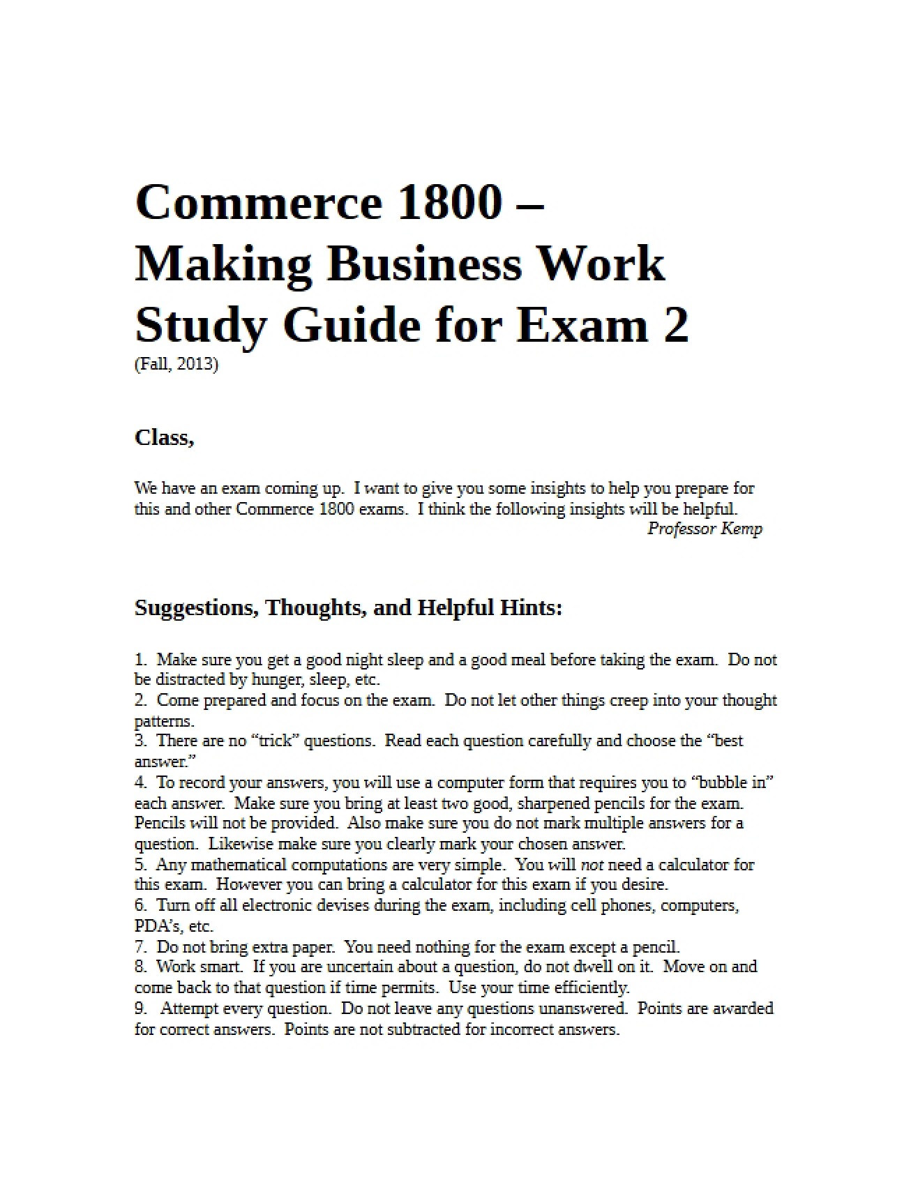 Guide for Second Exam