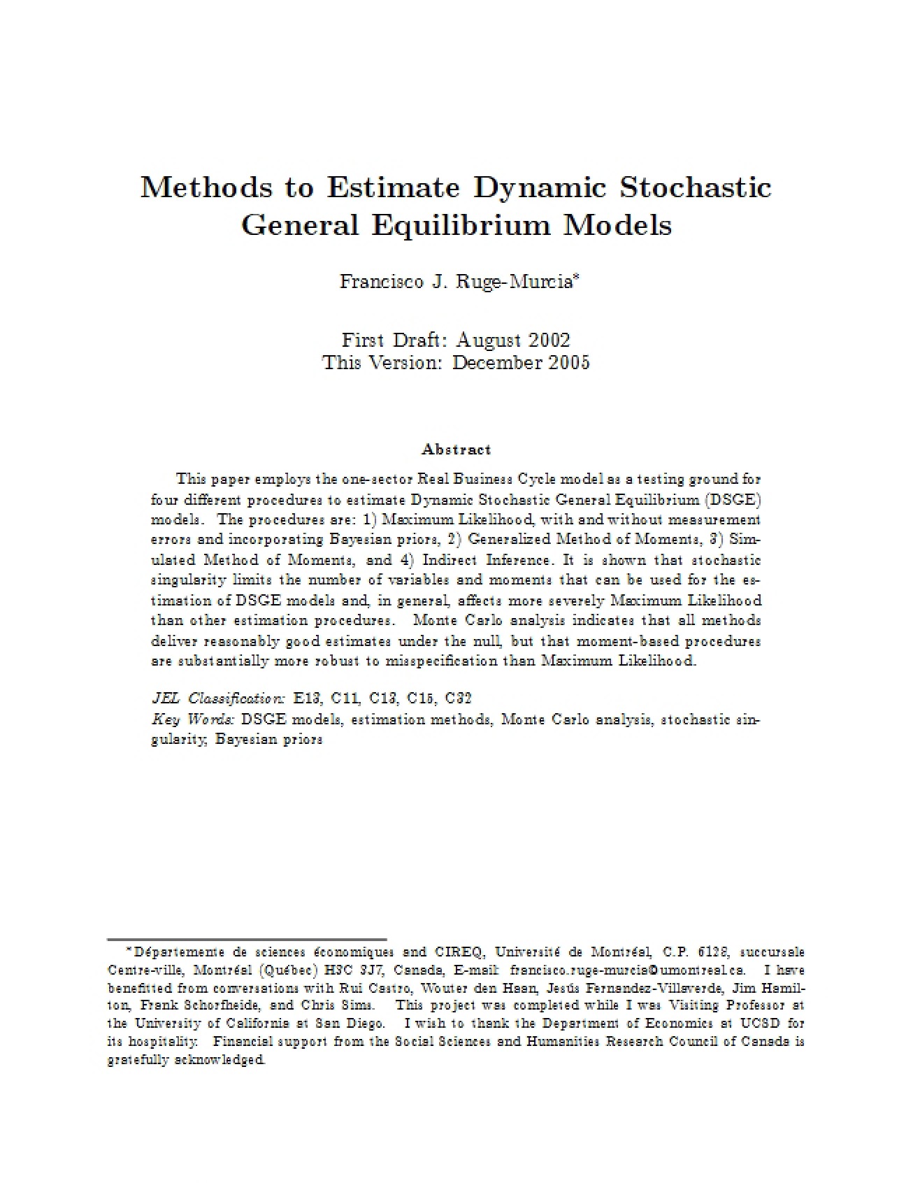 Estimating Dynamic Stochastic General Equilibrium Models