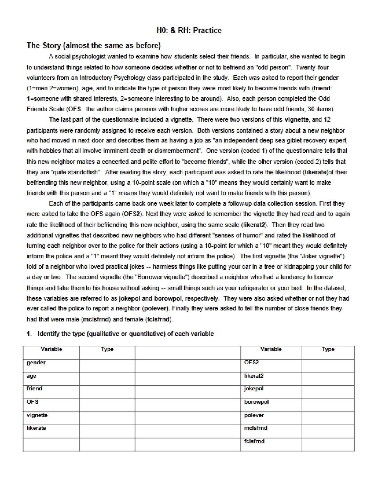 Research Design Story