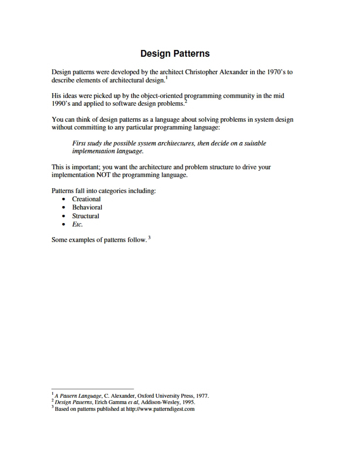 Patterns of Design