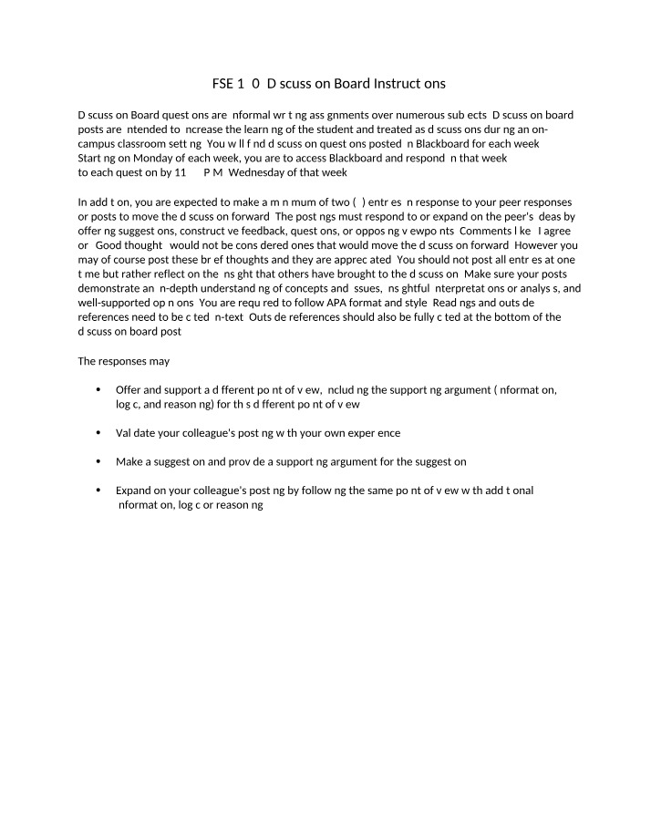 Instructions for Discussion Board