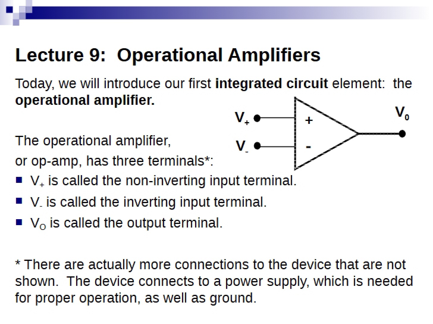 Lecture 9 Operational Amplifiers