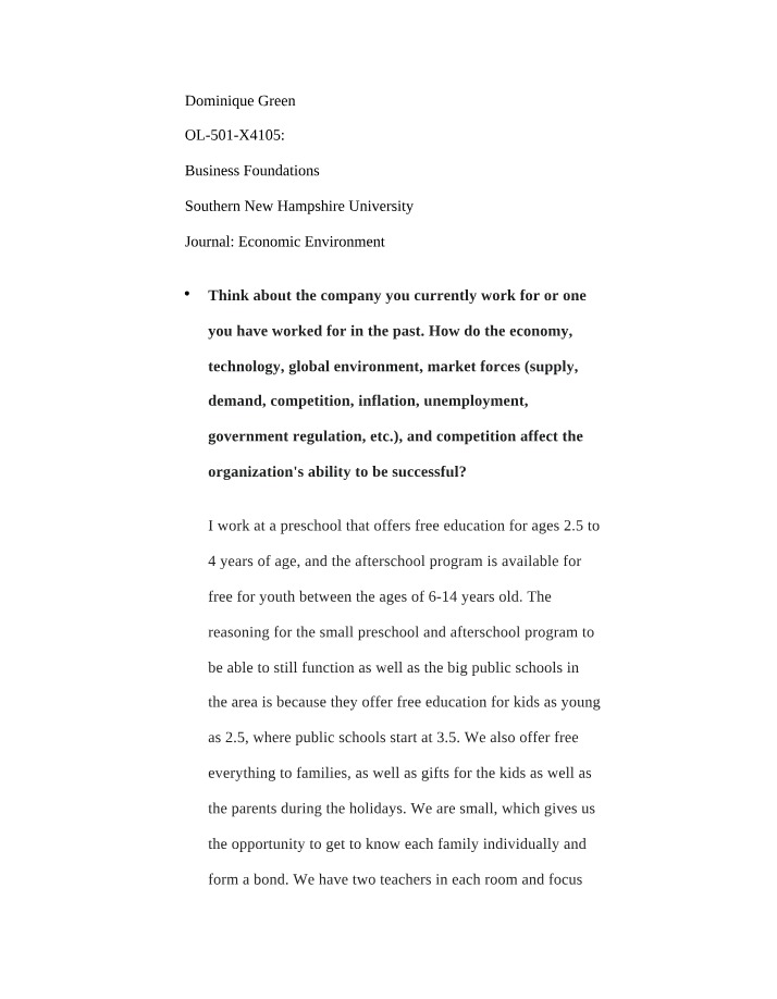 Journal One for Business Foundations