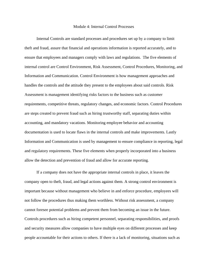 Internal Control Processes for Fraud Prevention and Management