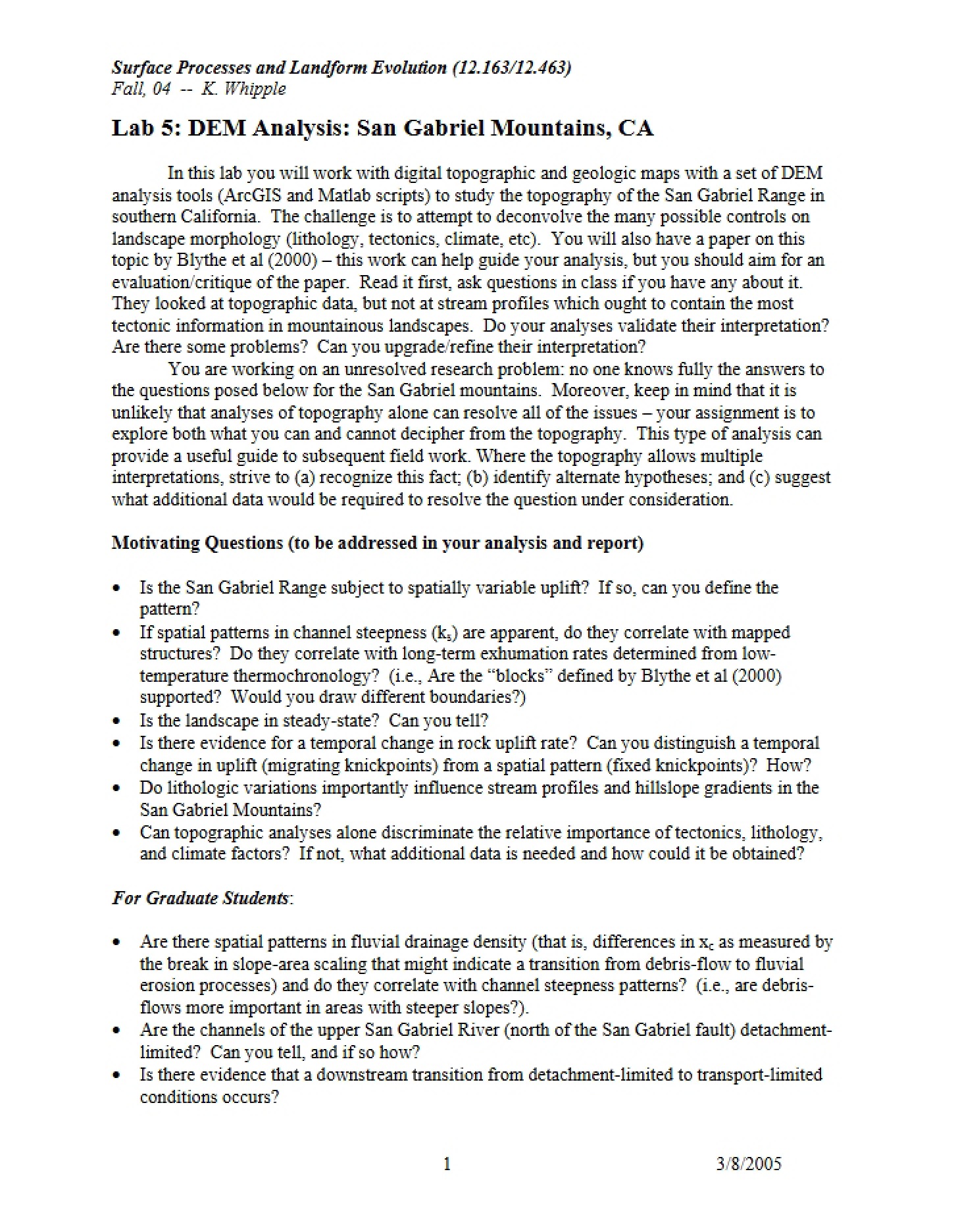 Analysis of DEM