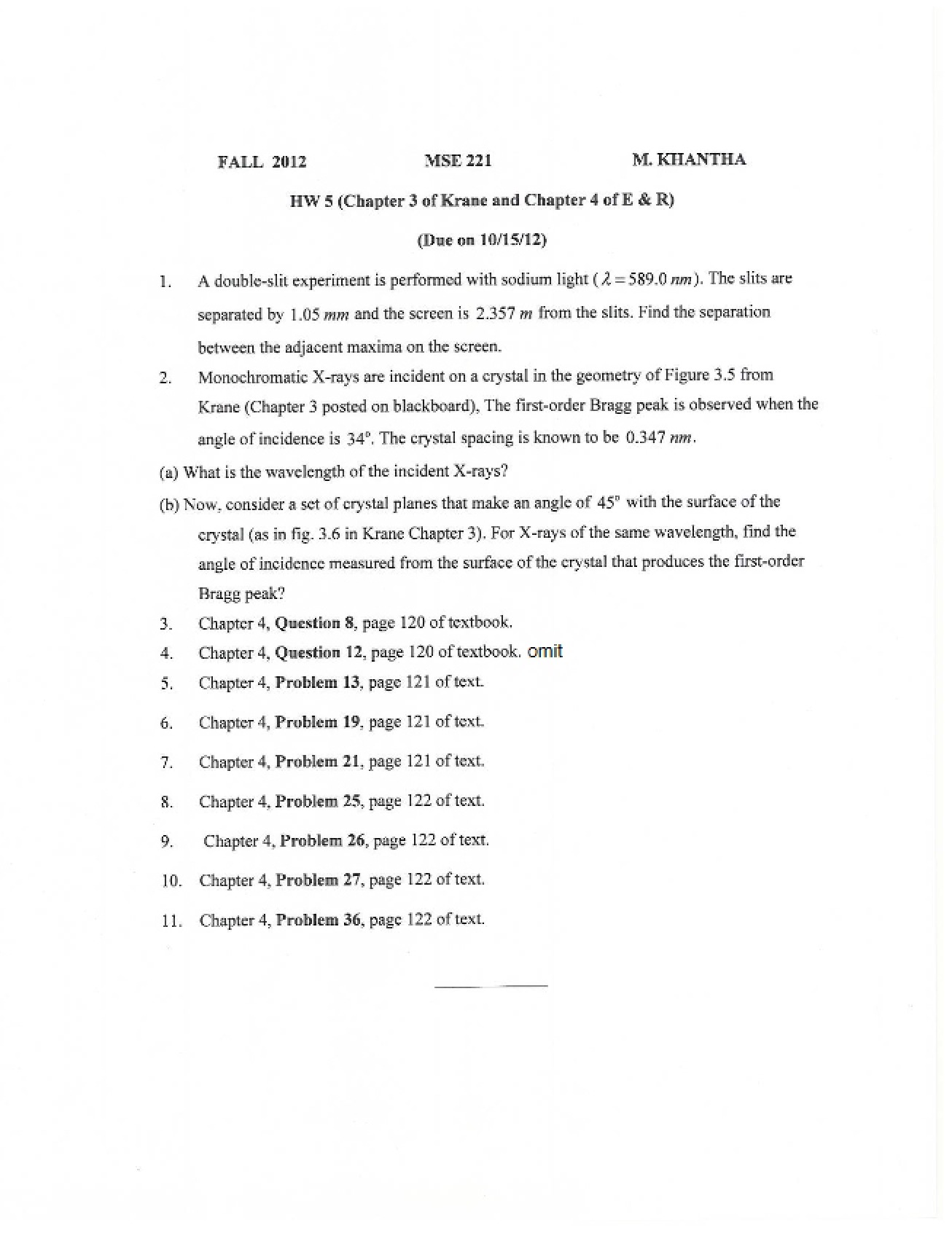 2012 Solutions for Homework 5