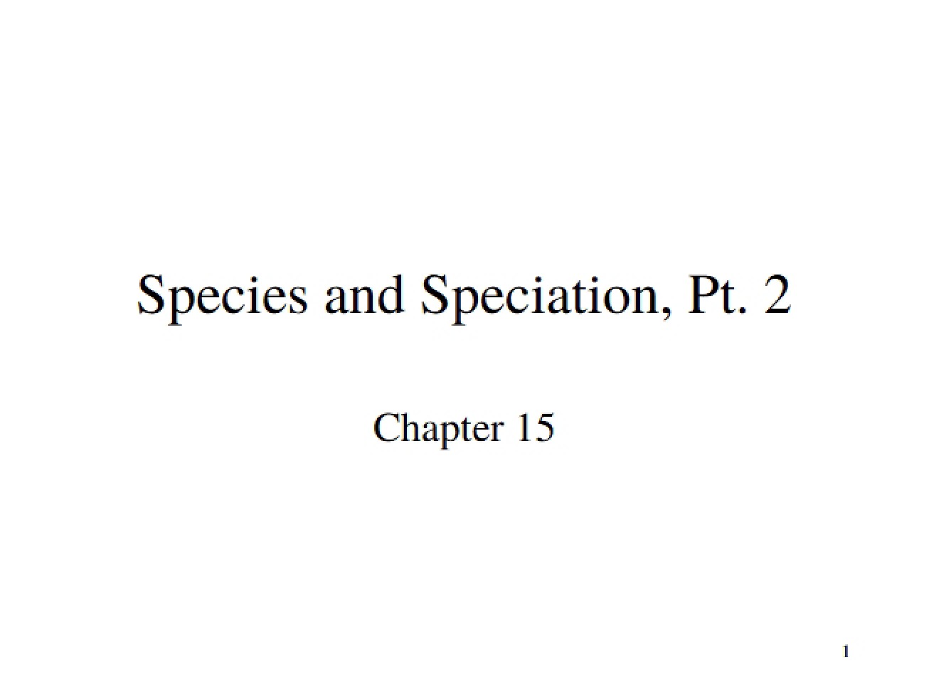 Speciation and Species