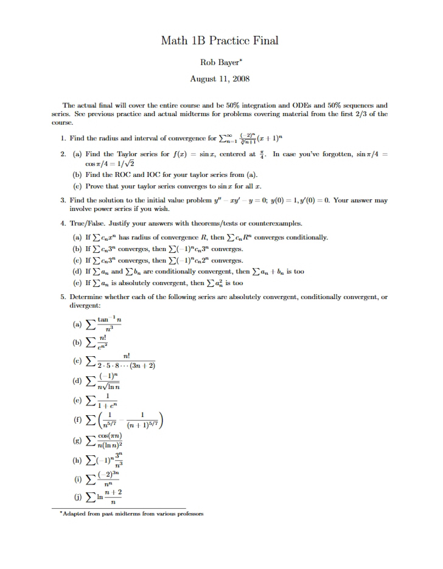 Final Exam Practice
