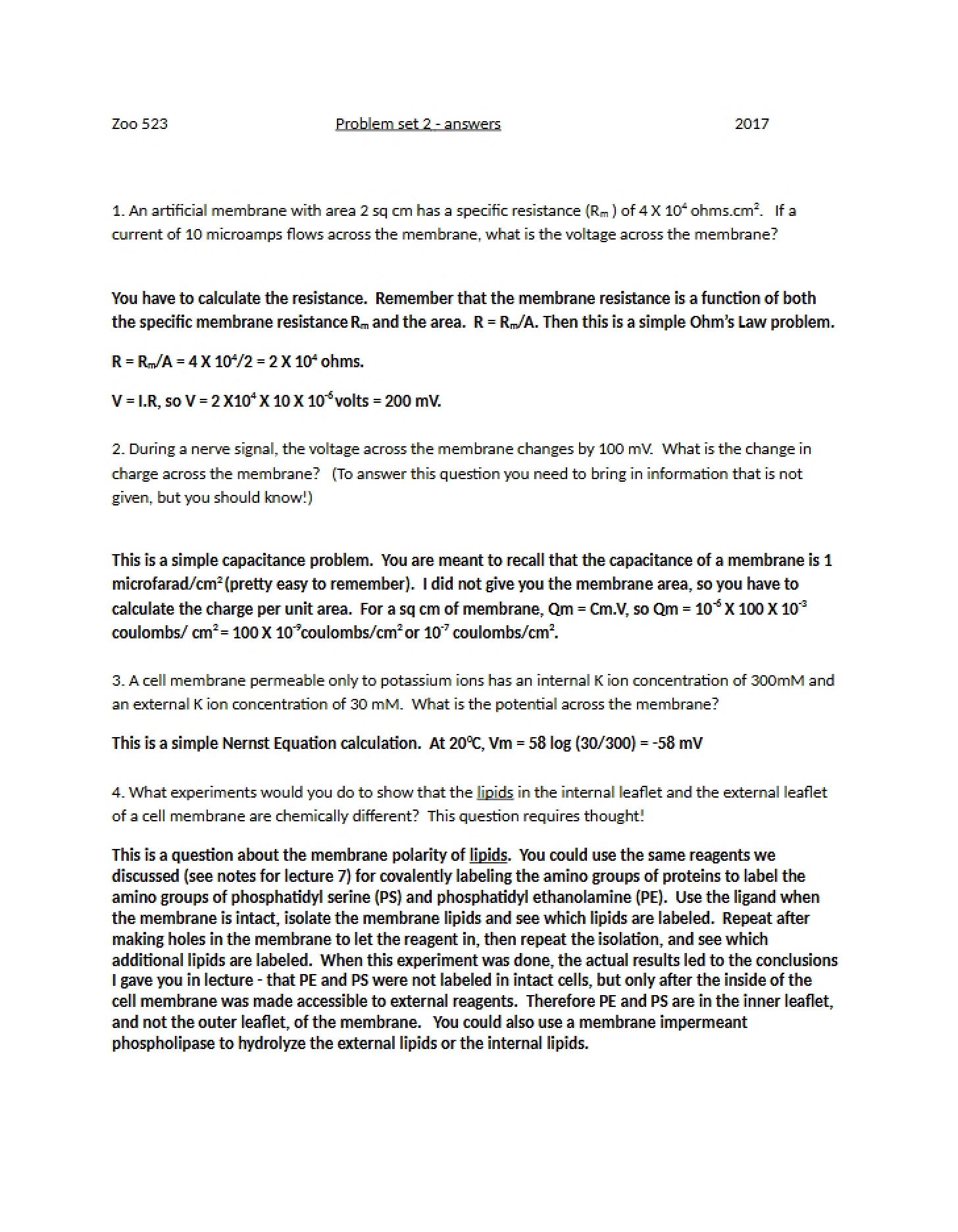 Solutions for Problem Set Two