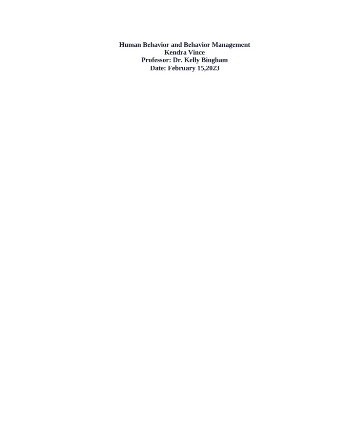 Notes on Human Behavior and Behavior Management