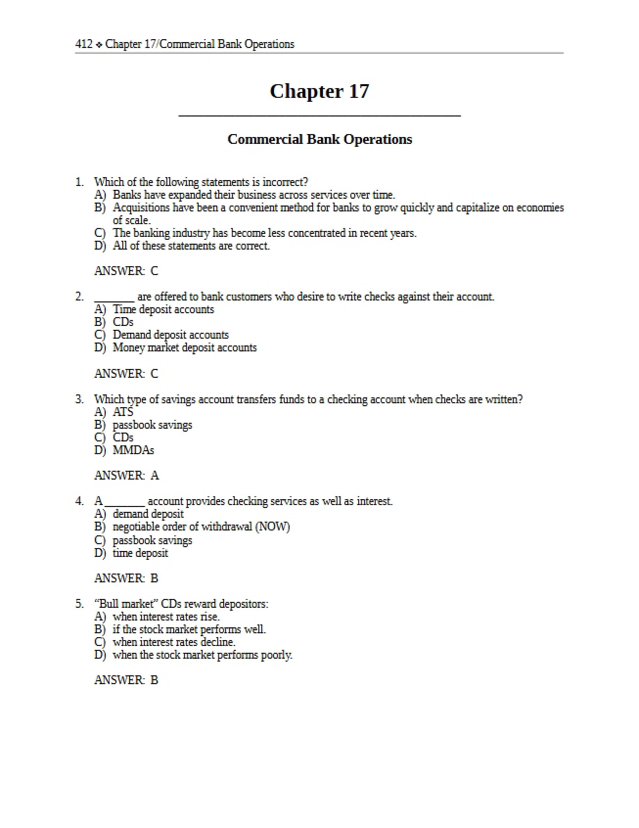 Study Guide for Finance Chapter 17