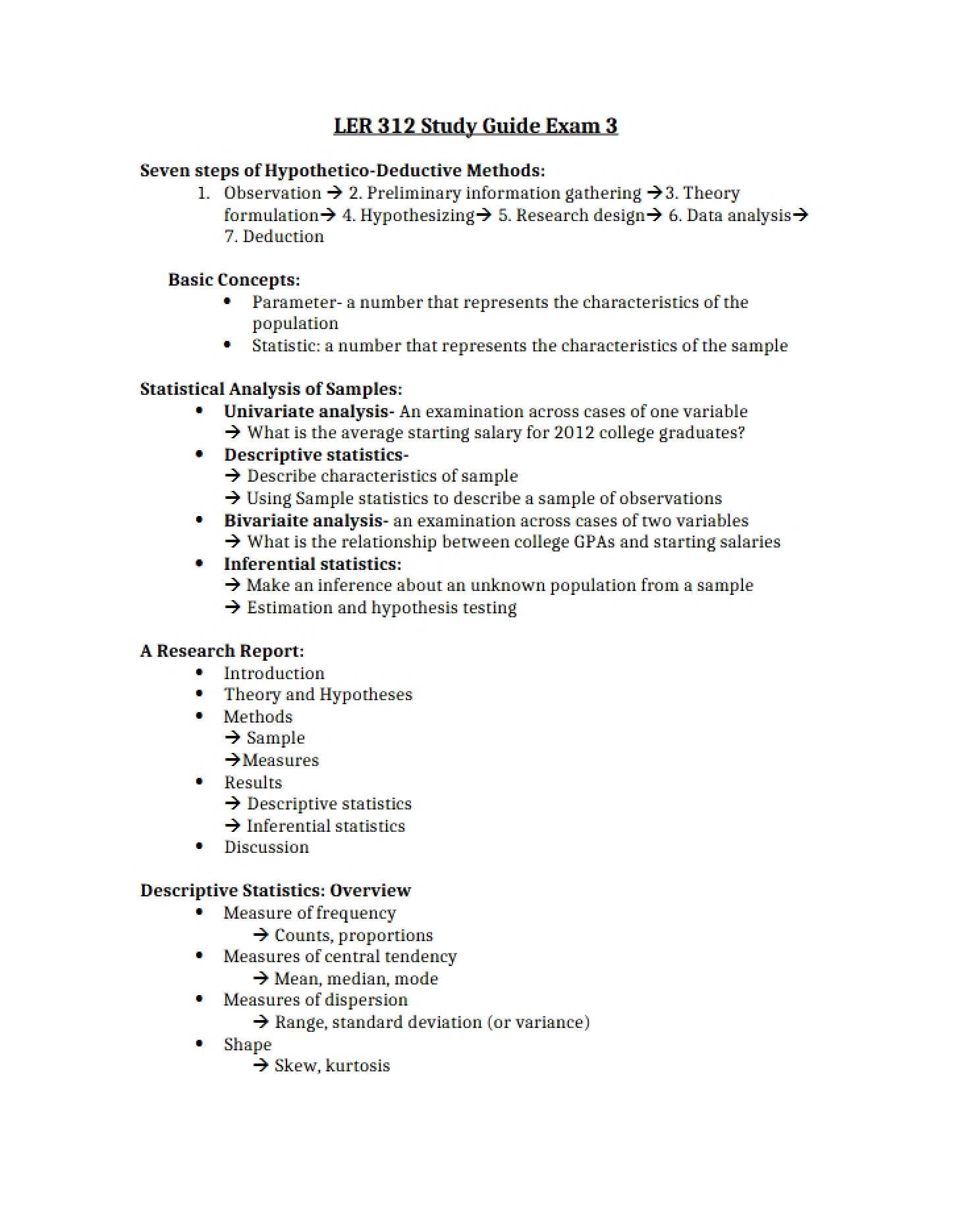 Guide for Exam Three