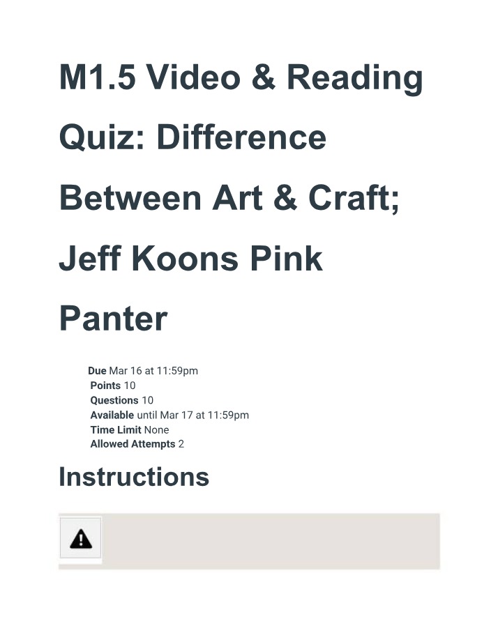 M1.5 Video & Reading Quiz - Art vs Craft