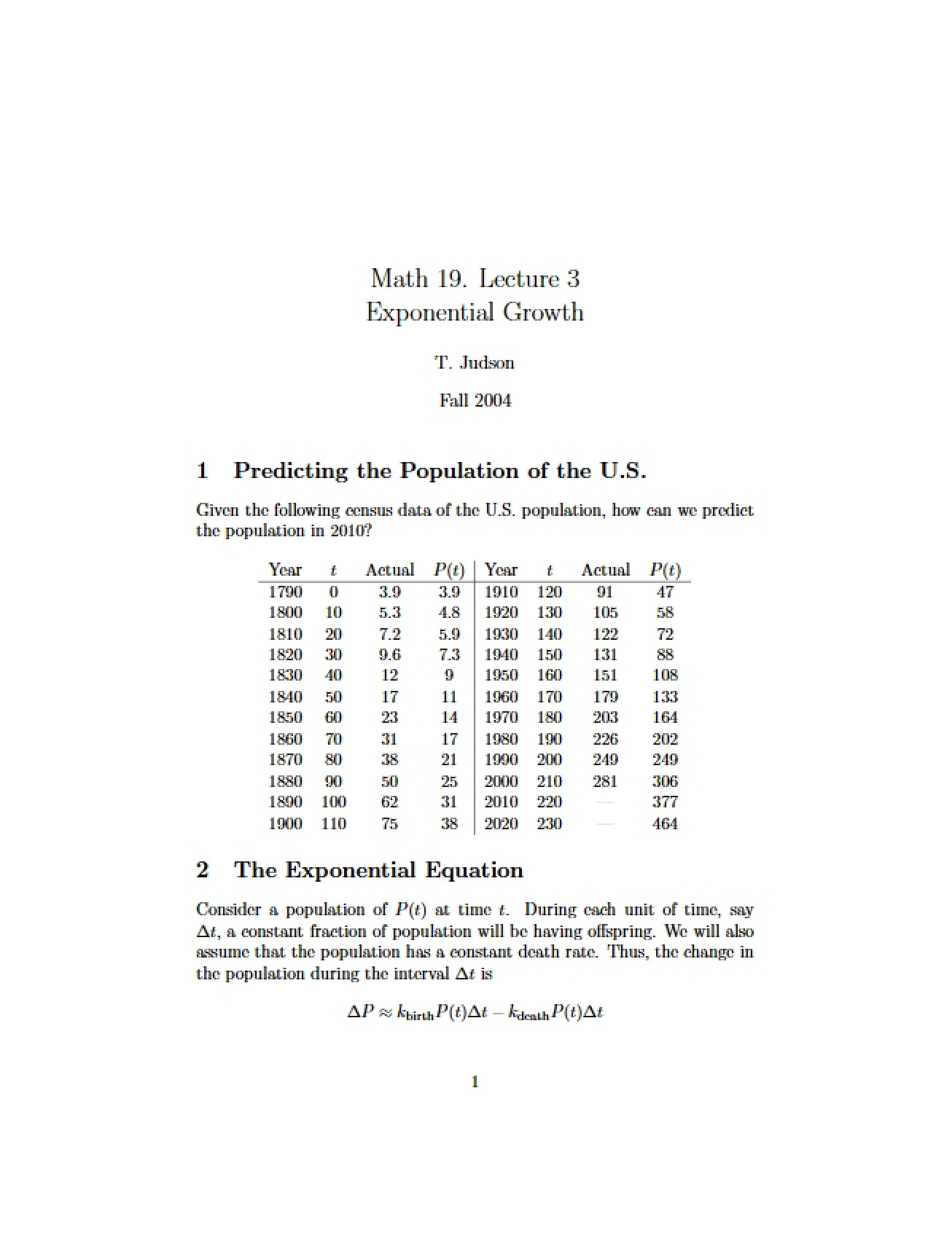 Modeling and Differential Equations Lecture 3