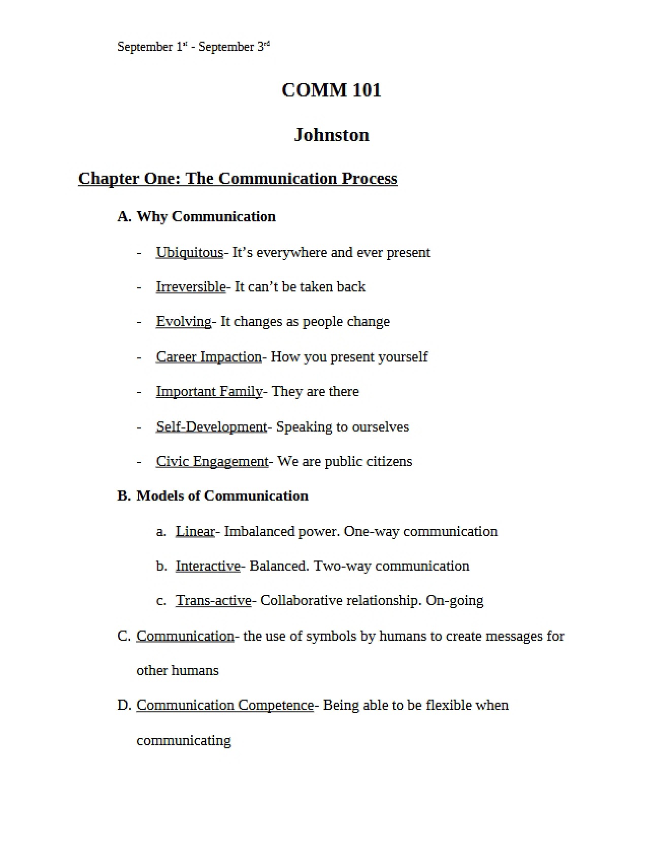 Process of Communication Chapter One