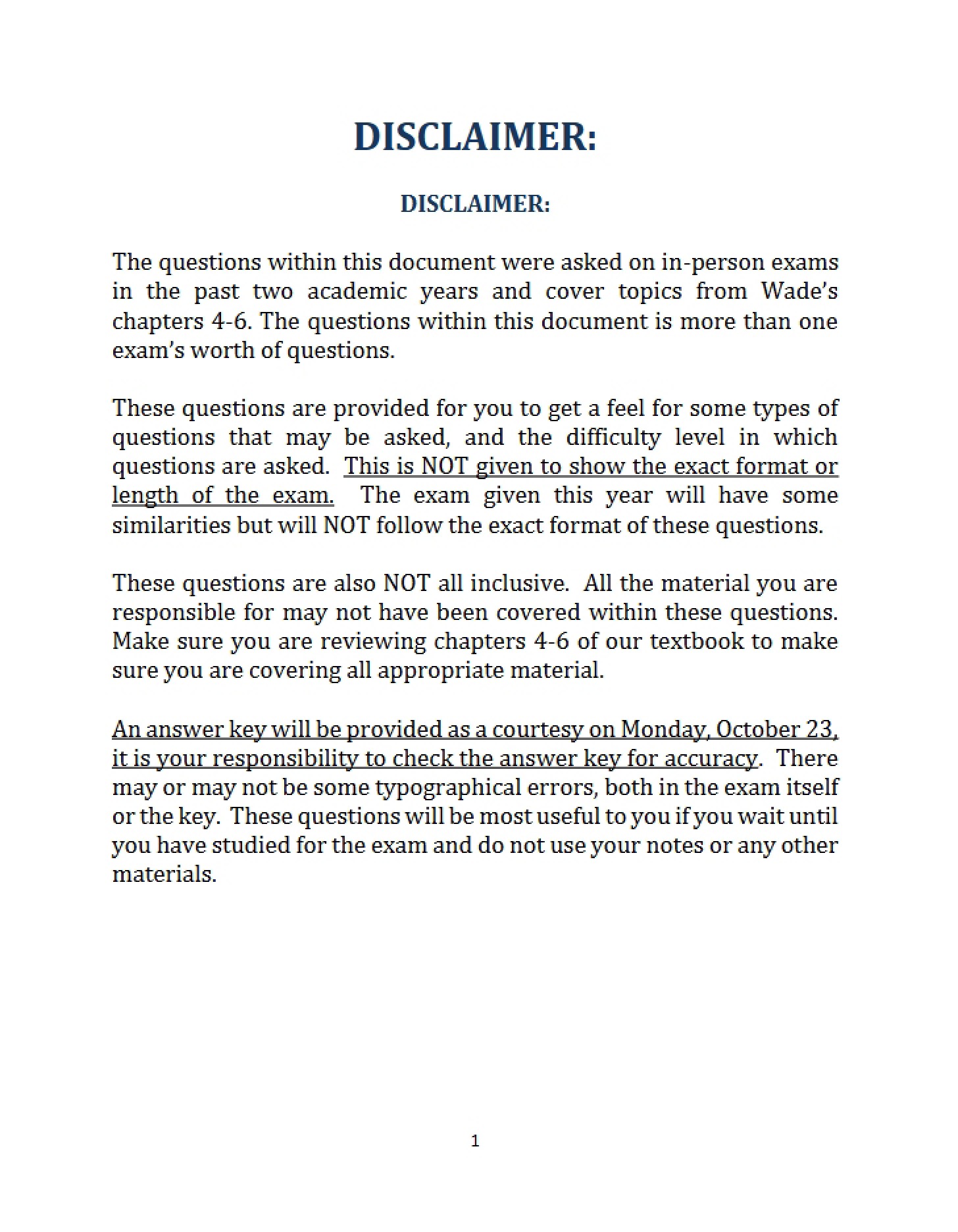Past Exam Questions