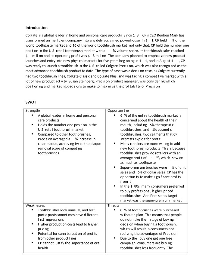 Colgate Marketing Strategy Analysis - Maximizing Profitability