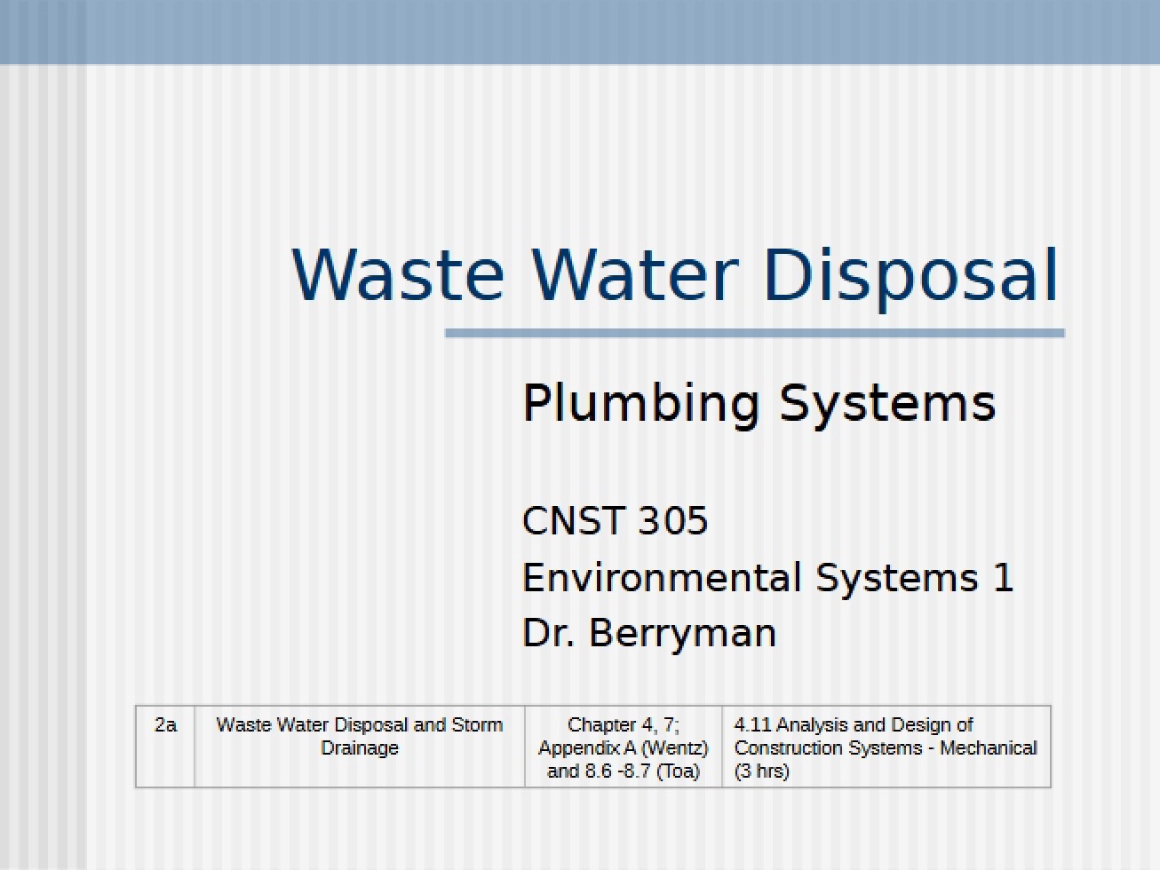 Systems of Plumbing