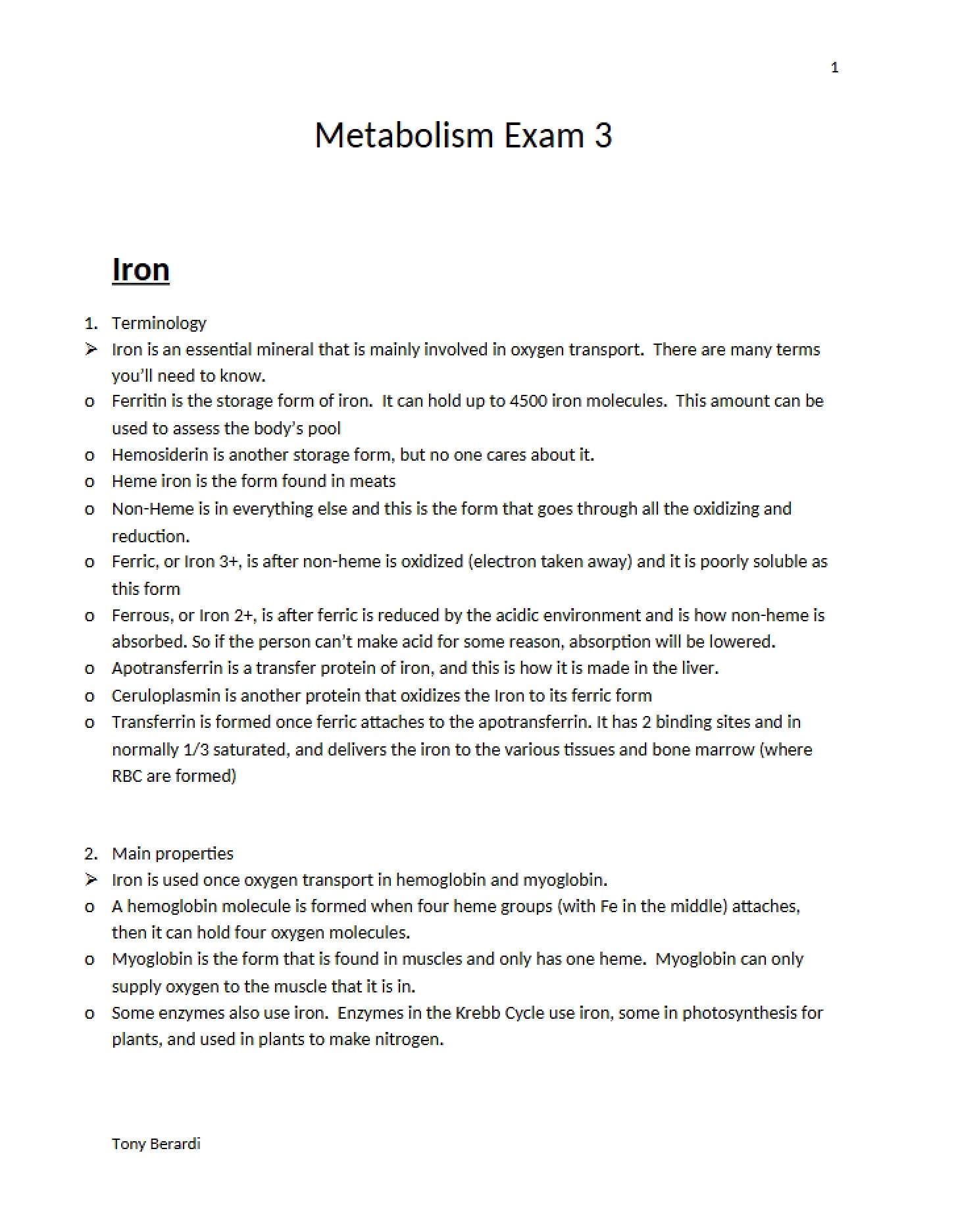 Third Major Metabolism Test
