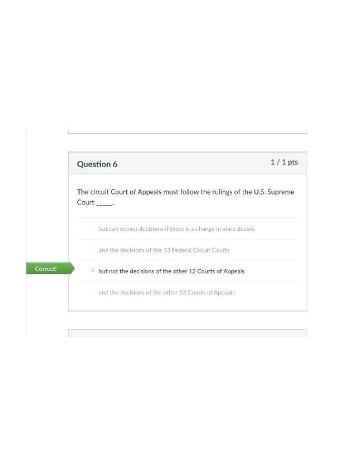 Exam Question - Federal Courts, Stare Decisis, and Circuit Court Rulings