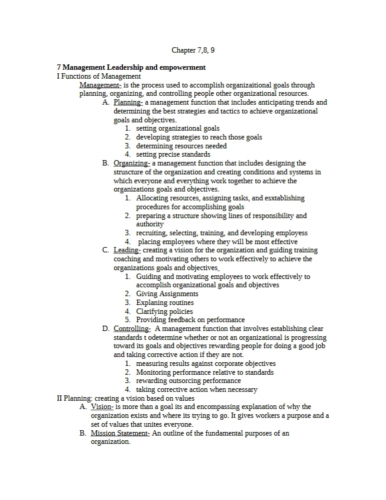 Management, Leadership, and Empowerment