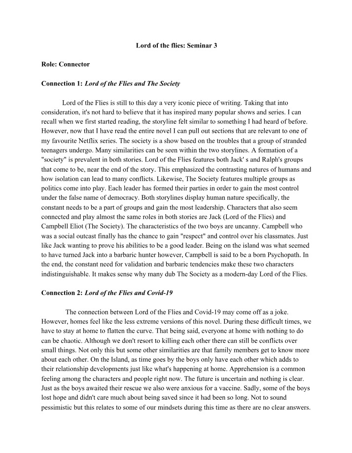 Seminar 3 - Lord of the Flies