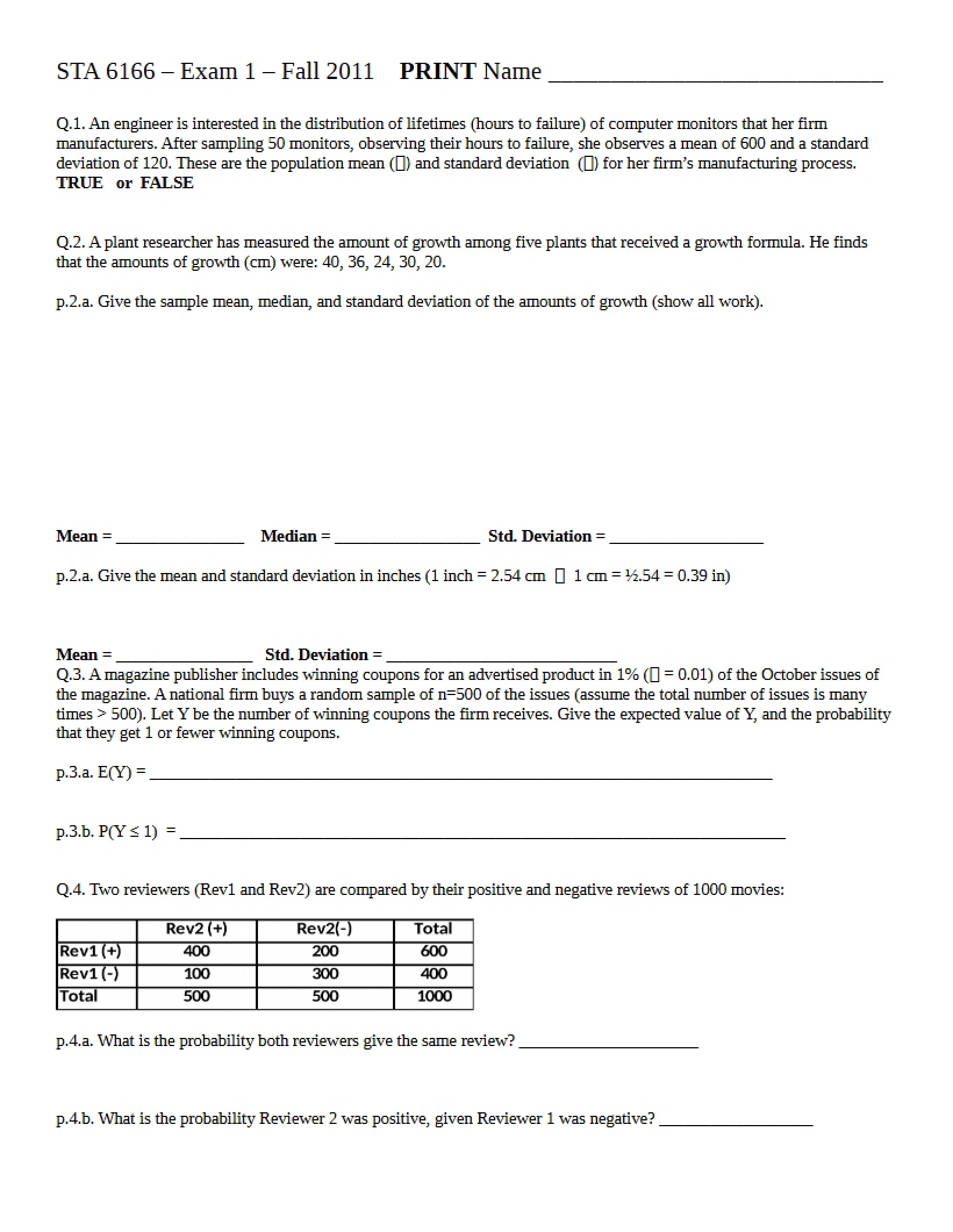 Fall 2011 Exam 1