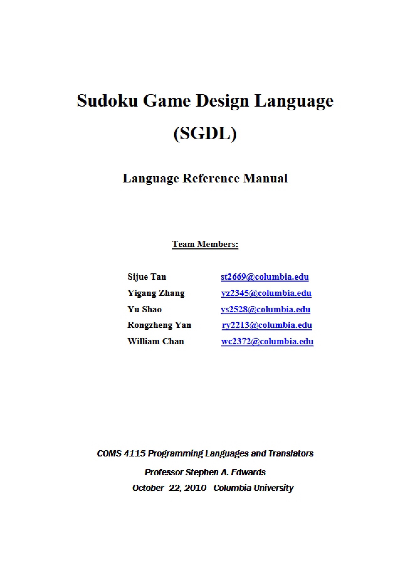 Sudoku Game Design Language