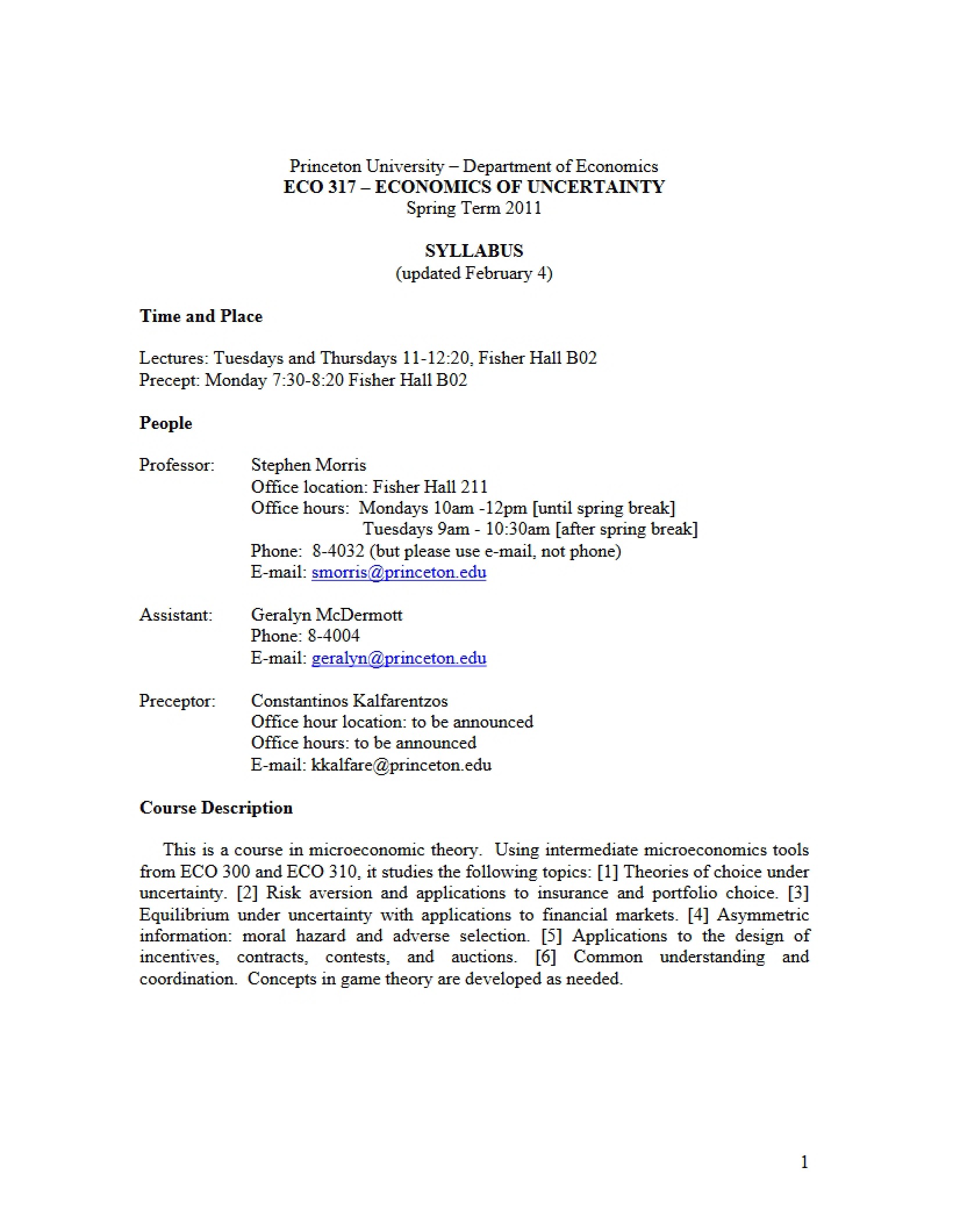 Labor Market Economics Syllabus