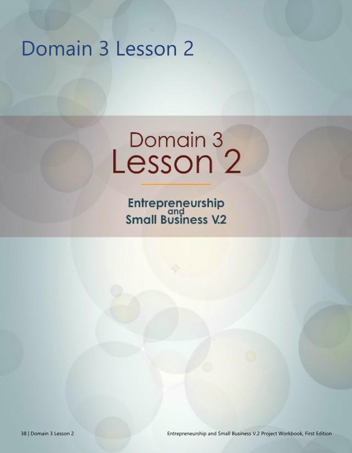 Entrepreneurship and Small Business V.2 Project Workbook - Domain 3 Lesson 2
