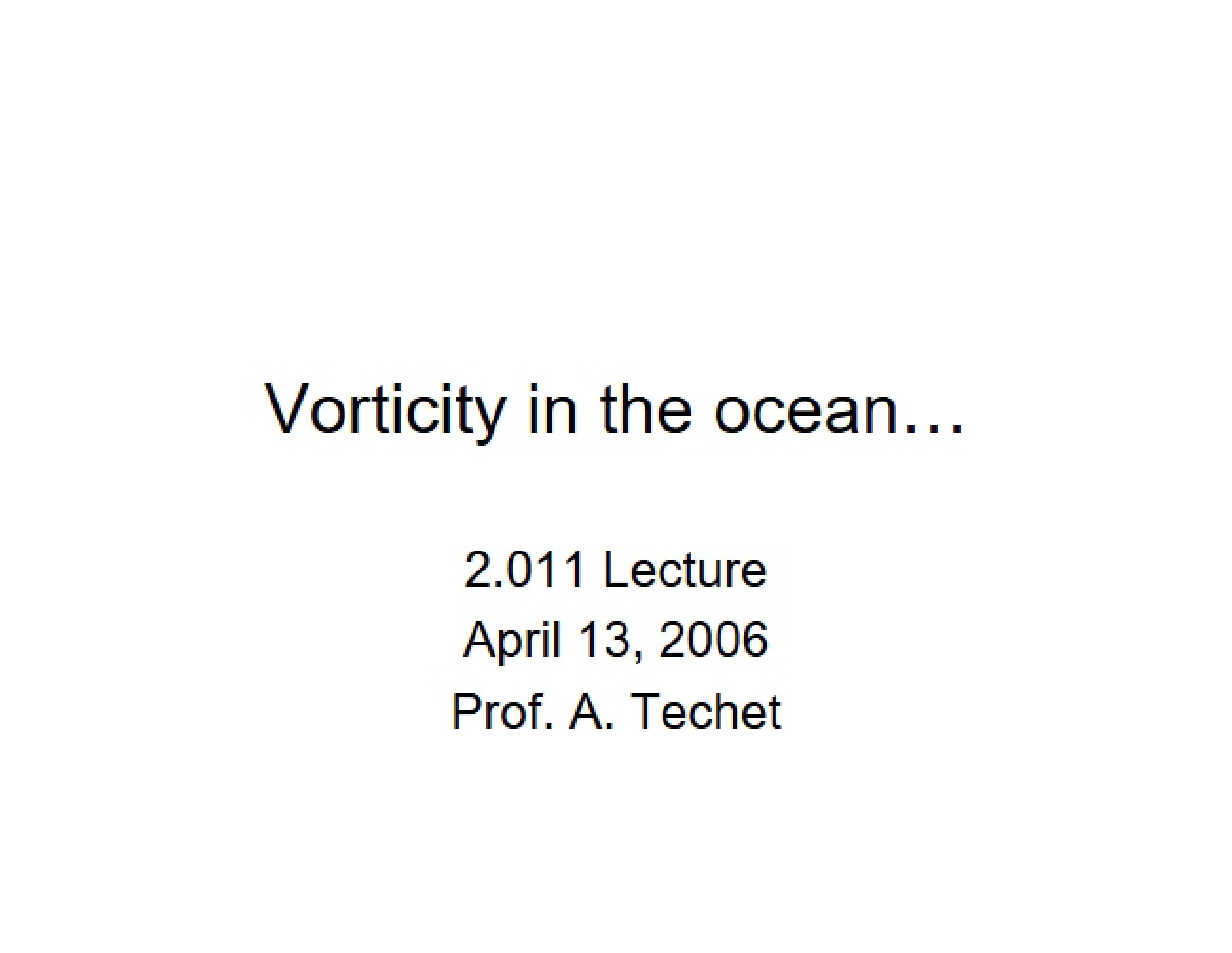 Ocean Vorticity
